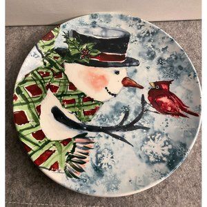 Certified International Susan Winget Snowman and Cardinal Plate   9inch   #1570